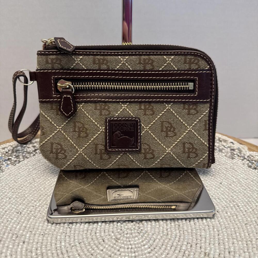 Dooney & Bourke Canvas & Leather Brown Signature Wristlet